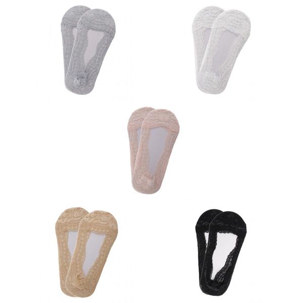 

10 pairs invisible floal lace invisible socks for women, Black;white