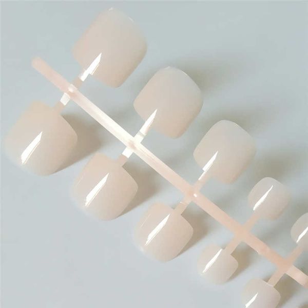 

24pcs pure color square press on toe nails clear nude short fake nails for feet artificial nature nail false tips manicure, Red;gold