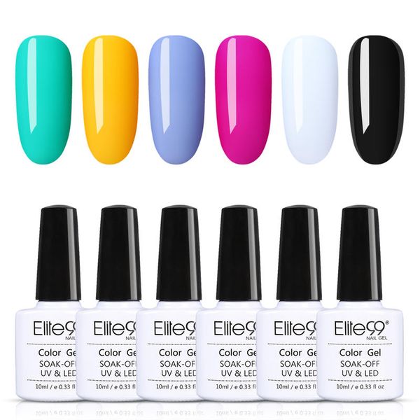 

elite99 6 pieces/lot gel nail polish set 10ml soak off summer color varnish glitter cat eye nail art gel polish