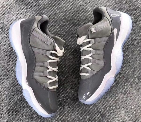 

carbon real fiber 11 11s low cool grey basketball shoes men 11s cool grey low sneakers with shoes box, Black