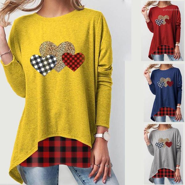 

print designer женщин tshirts моды с длинным рукавом женская crew neck top summer ladies casual tee любовь и плед, White