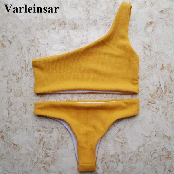 

women's swimwear one shoulder brazilian bikini 2021 women female swimsuit two-pieces set bather bathing suit swim lady v475b, White;black