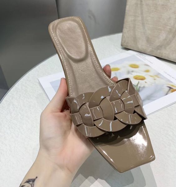 

brand real leather fashion sandals women designer shoes woman slipper slides flats sandalias female lady summer beach shoes, Black