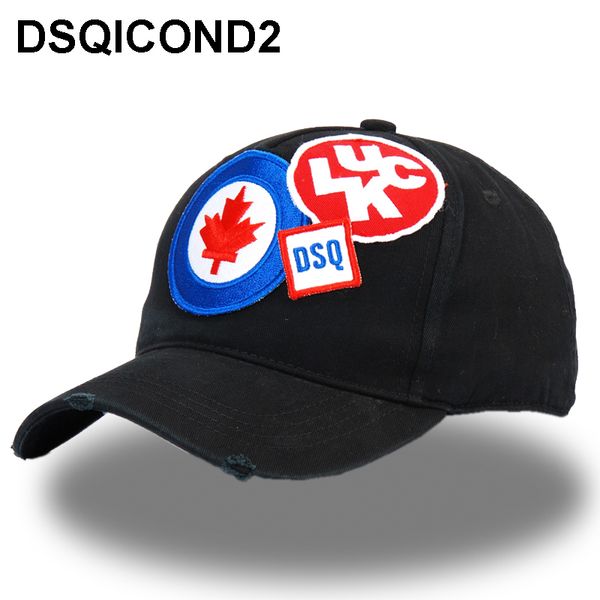 

DSQICOND2 аппликация хлопок бейсболки DSQ Letters Casquette Black Cap Мужчины Женщины Bone Bonnet Homme Муж