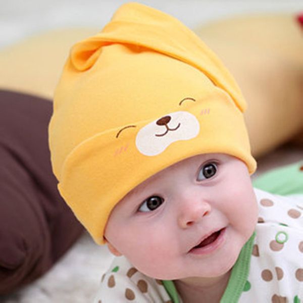 

cartoon baby hat cute animal baby girls boys toddlers cotton sleep cap for newborn spring a hats bebek clothing accessories, Yellow