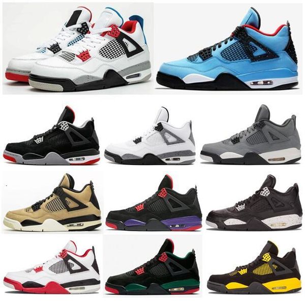 

new 4 what the bred travis scotts cactus jack cool grey raptors basketball shoes men 4s oreo thunder fire red pizzeria sneakers with box