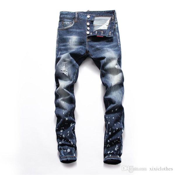 

fashionable mens jeans men slim casual pants light blue hole hip hop denim brand designer jeans men