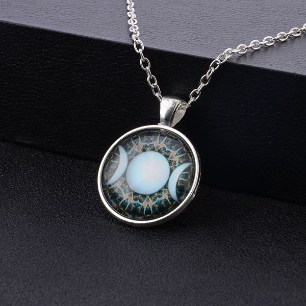 

new triple moon time gem necklace pendant necklace sweater chain