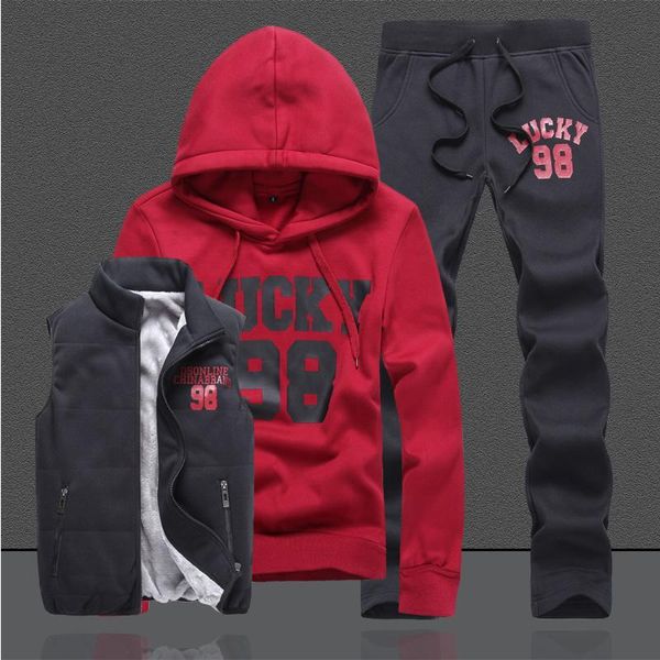 

cotton 4xl new winter mens sweat suits brand mens tracksuit sets fleece zipper hooded jacket + pants sporting 3pcs suit sleeve hoody trend, Gray
