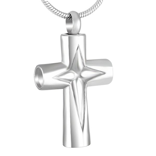 

z245 silver color stainless steel polished cross commemorative urn jewelry cremation urn souvenir cremation pendant necklace
