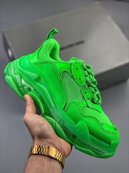 

2019 Новые Цвета BL Triple S Зеленый Retros Paris Кроссовки мужские женщины Дизайнерская обув