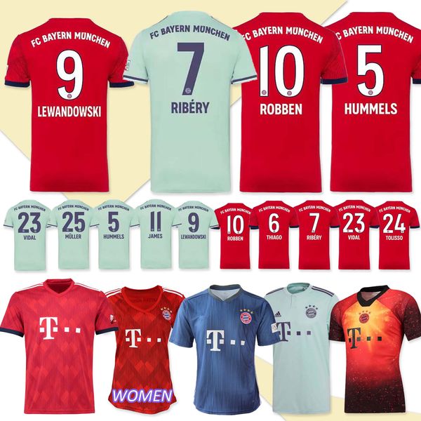 

2019 #25 MULLER home Soccer Jersey 18/19 away Soccer Shirt Customized #11 JAMES #9 LEWANDOWSKI Bayern Munich Football uniform