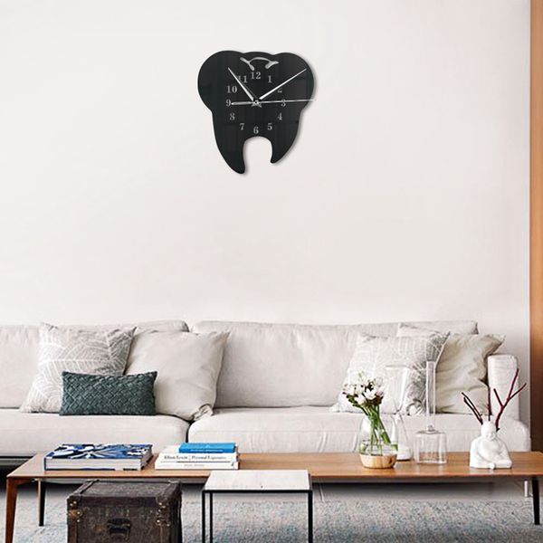 

creative teeth acrylic mirror wall clock home decoration wall clock