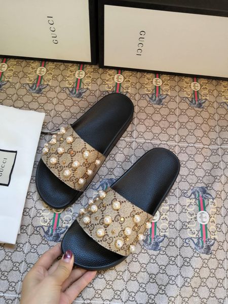 

slippers sandals designer slides designer shoes pearl design flip flops loafers by, Black