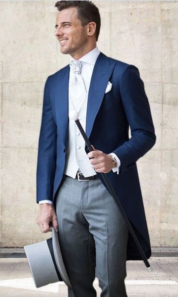 

navy blue wedding tuxedos slim fit suits for men groomsmen suit three pieces prom formal suits (jacket+pants+vest+tie) 267, Black;gray