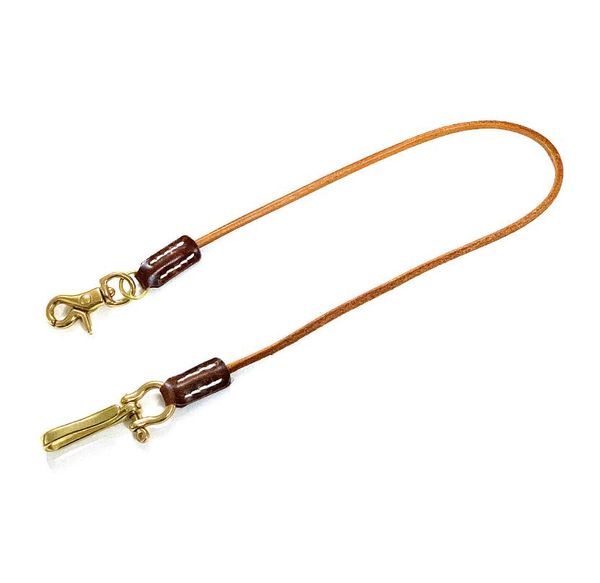 

55cm handmade pure steel buckle leather rope money cloth key chain retro personality tide men's pants chain, Silver