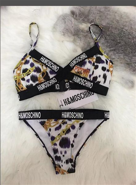 

2020summer's design bikini fashion brand beach swimsuit for women's classic letter swimsuit bandages two-piece swimsuit, White;black