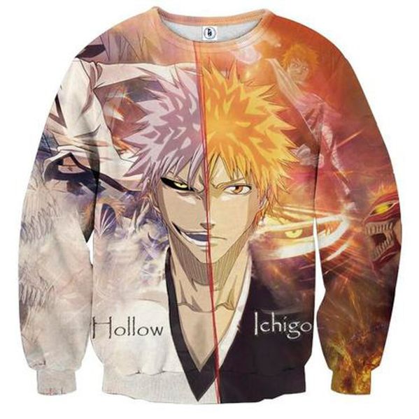 

bleach sweater pullover 3d print cartoon hoodies long sleeve shirt mens clothing anime pullovers fashion casual sweaters family gifts new, Black