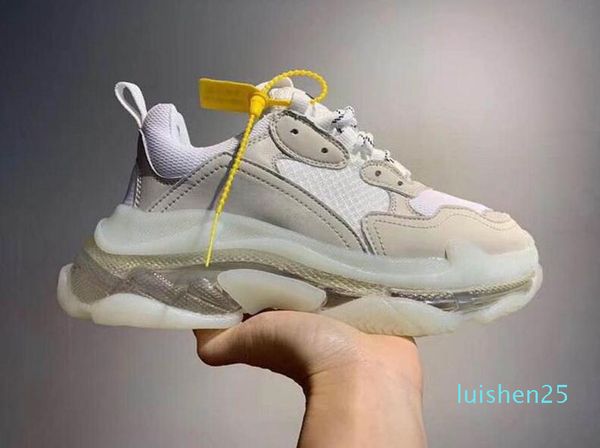 

women men luxury platform casual shoes crystal bottom triple-s leisure designer shoes sneakers for men vintage old grandpa trainer chaus l25, Black