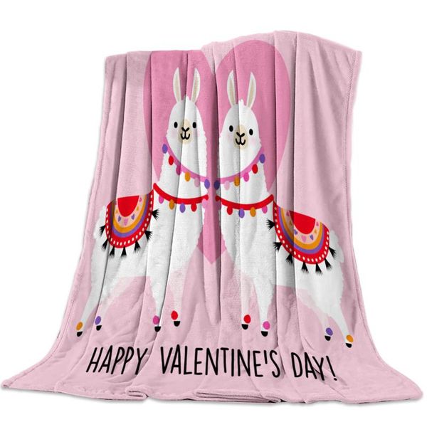

одеяло ламы love hearts pink животные пара празднование любовь фланель одеяло soft бросьте диван-кровать путешествия одеяла