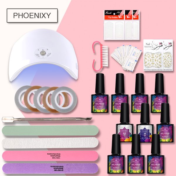 

manicure set gel nail polish kit set 9s 36w led lamp 8pcs 8ml nail art tools lacquer varnish semi permanent all for manicure