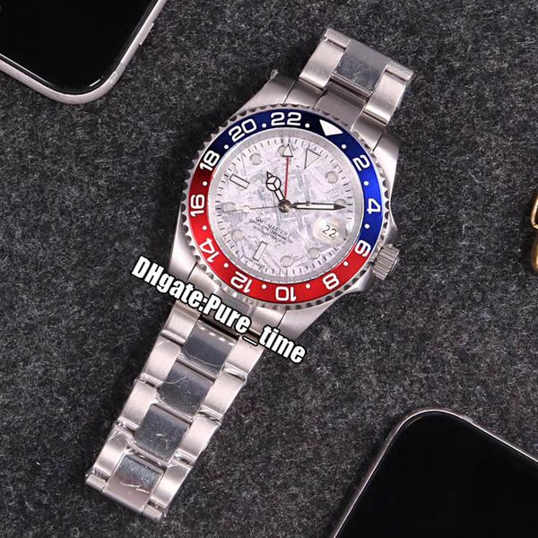 

новый gmt ii m126719blro-0002 серый циферблат автоматические мужские часы сапфировый синий / красный кола керамический безель двухцветный че, Slivery;brown