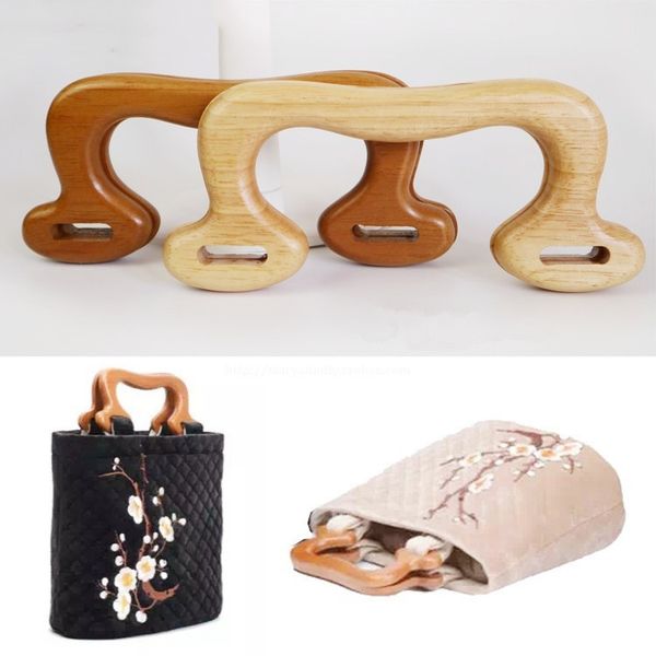 

one pair 17cm solid wood bag handle knitting bag handles wood purse hanger diy handle parts coffee vintage handmade, Black