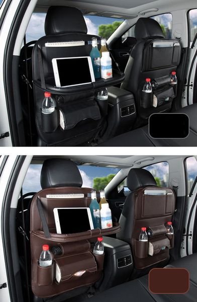 

car seat back organizer storage bag travel holder in car goods universal pu leather in auto back seat bag protector accessoires