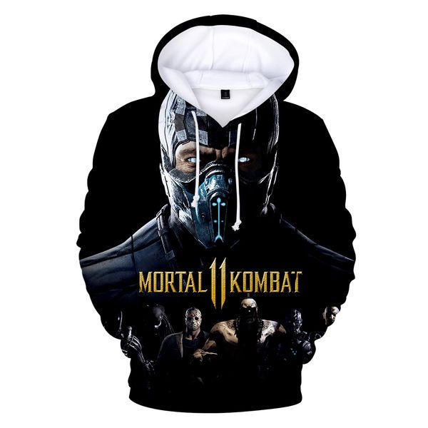 

mortal kombat 11 hoodies kawaii 3d print sweatshirt men and women clothes 2019 casual kpop plus size hoodies, Black