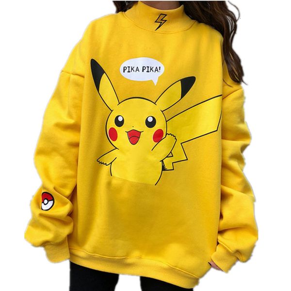 

womens clothes women designer hoodies autumn women novelty hoodies turtleneck sweatshirts harajuku kawaii couples drop shipping, Black