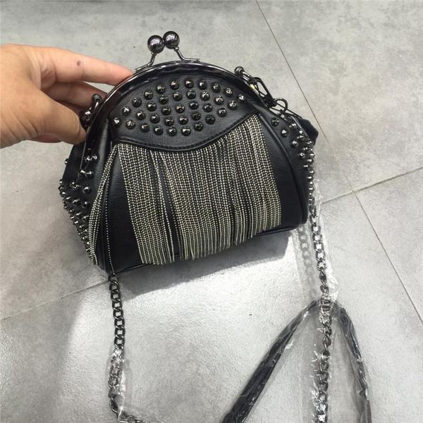 

elegant2019 messenger мэм кисточки сумка вы заклепки цепи пакет оболочки пакет