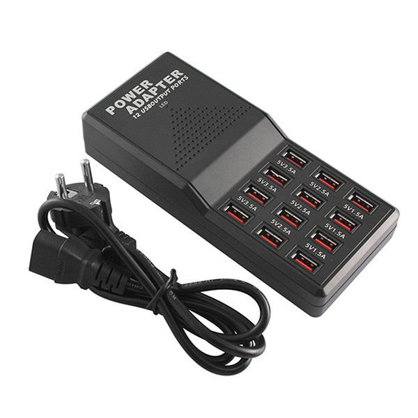 

eu/us/uk plug usb fast charge hub 12 ports 12a smart charging station usb charger mobile phone tablet digital charger for iphone