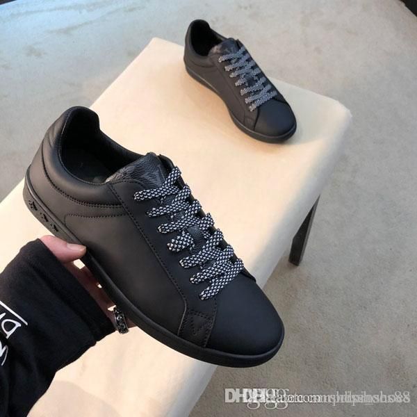 

the fashion designer men's classic shoes printed leather basketball shoes for men superstars training outdoor shoes business vacation, Black