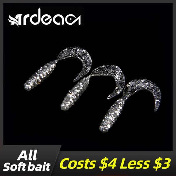

ardea 30pcs fishing lure wobbler soft bait 4cm 0.5g worm grub silicone bait swim curl tail seawater pike soft lure
