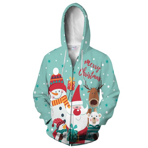 

christmas series hip hop style 3d printing 3d hooded jacket zipped men hoodies 2020 winter new sweater fashion sweatshirt jacket, Black