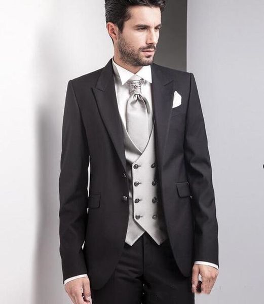 

classic design black groom tuxedos peak lapel two button groomsmen mens suit tuxedos excellent man suit(jacket+pants+vest+tie, White;black