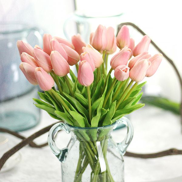 

50pcs 12 colors latex tulips artificial pu flower bouquet real touch flowers for home decoration wedding decorative flowers