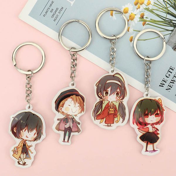 

anime key chain bungo bungou stray dogs atsushi acrylic keychain 6 styles pendant key accessories, Silver