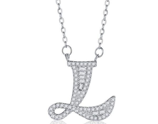 

2019 new s925 sterling silver letter pendant necklace collares jewelry for 26 english letters cubic zirconia letter pendant necklace