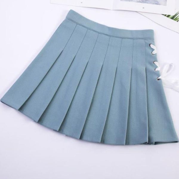 

tutu skater skirt women summer lace-up deck pleated high waist short skirt preppy style school girl cute gothic lolita, Black