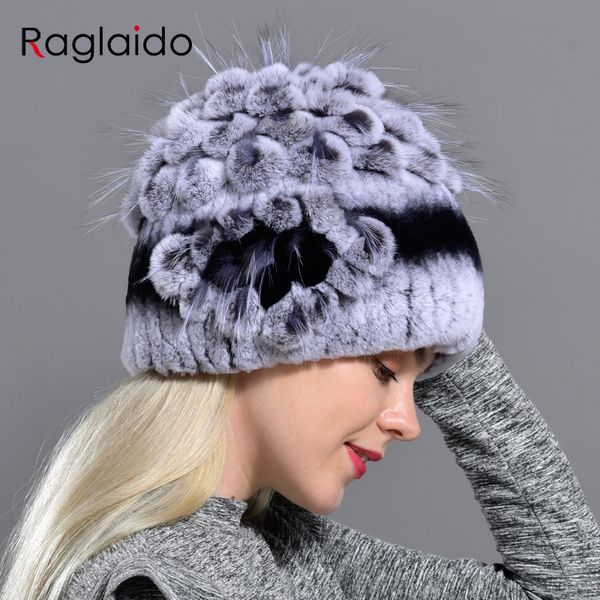 

women's real fur hats knitted warm winter hats floral natural rex fur fashionable stylish skullies & beanies, Blue;gray