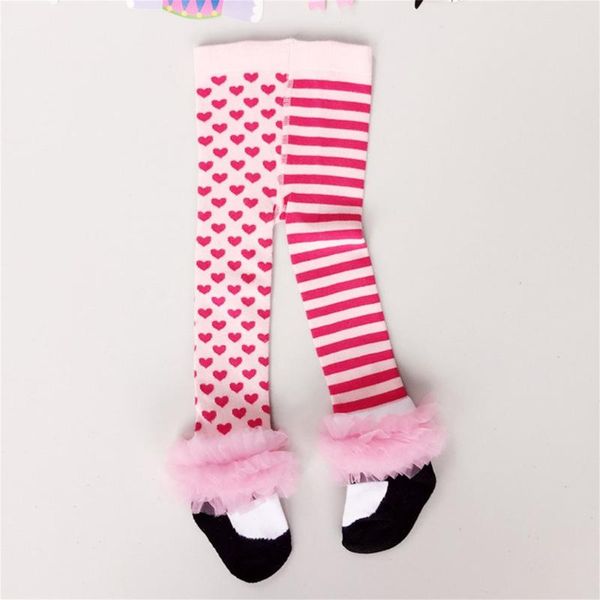 

children comfortable pure cotton leggings lovely dance pantyhose with love heart pattern & lace decor for girls, Blue