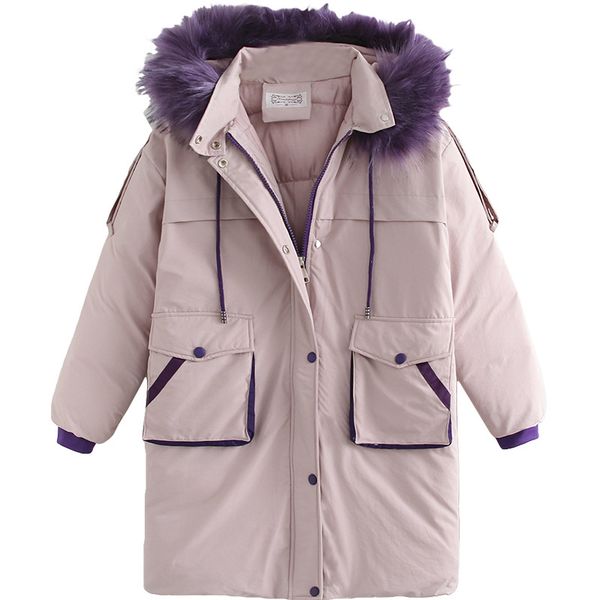 

winter casual parkas 2019 plus size clothing fashion loose fill sustans fur collar hooded thick warm padded coats women l5-1932, Black