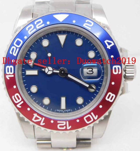 

men's sport super luxury bp factory gmt blue special dial with round markers 126710blro 126710 men's sport deployant steel 316l wr, Slivery;brown