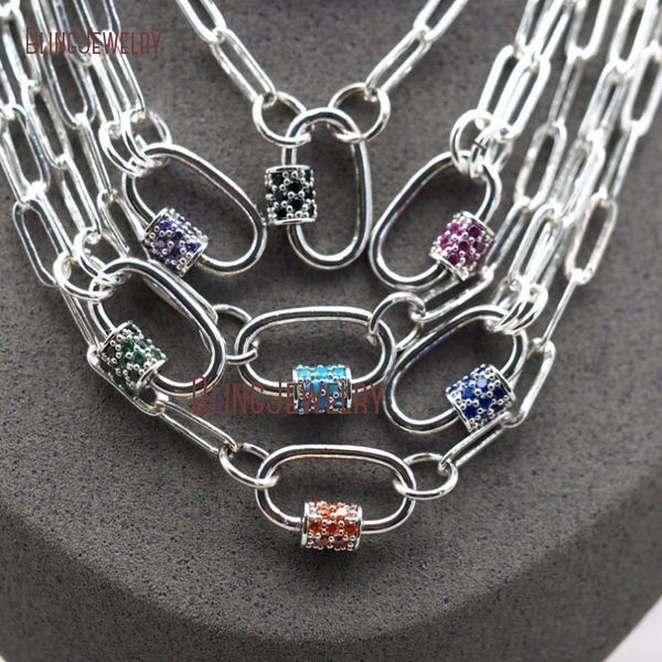 

stering silver paper clip choker oval carabiner lock necklace nm30584