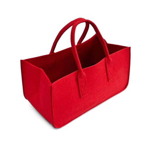 

new-felt purse, felt storage bag large capacity casual shopping bag - red