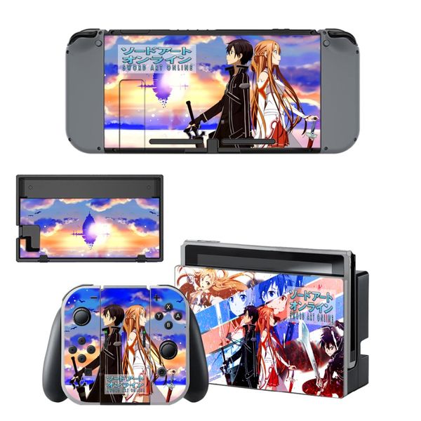 

anime girl sword art online sao наклейка виниловая наклейку кожи для nintendo переключатель ns консоли + контроллер + подставка держатель за