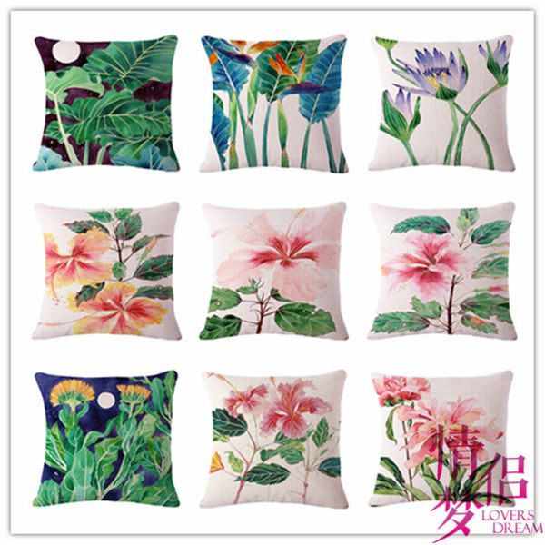 

hand botany cotton flower flax pillow cushion can customized heat sell
