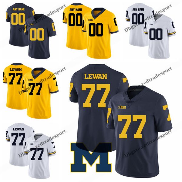 

customize 2019 michigan wolverines taylor lewan college football jerseys mens blue yellow #77 taylor lewan stitched football shirts s-xxxl, Black