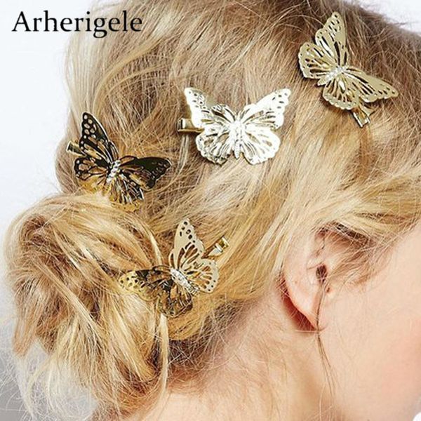 Arheriegele 6 Golden Butterfly Short Hair For Female Jewelry Metal